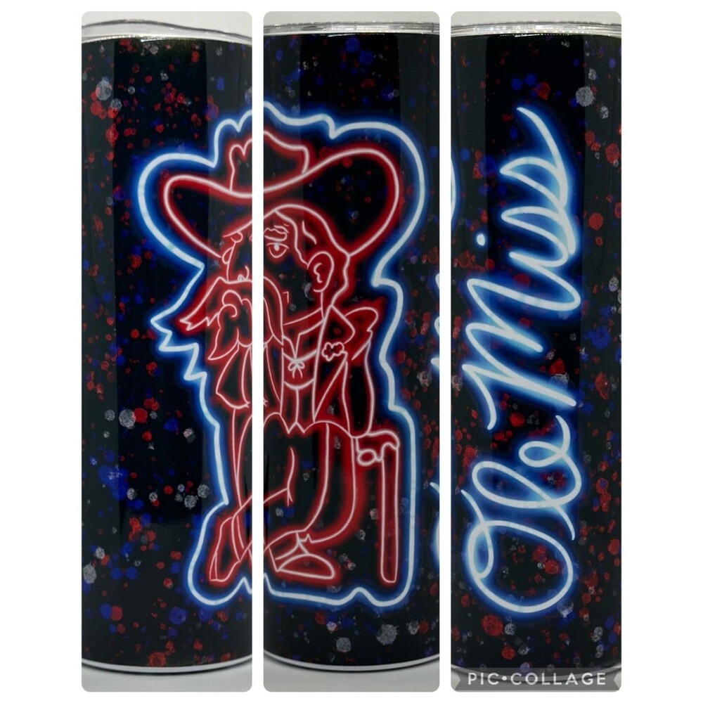 NEW Ole Miss Rebel 20 oz. Stainless Steel Tumbler w/Straw Set & Silicone Tip